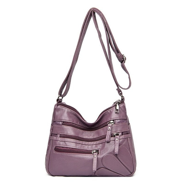 Soft Leather Shoulder Bags Multi-Layer Crossbody Bag