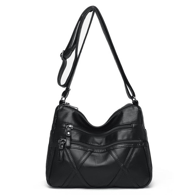 Soft Leather Shoulder Bags Multi-Layer Crossbody Bag